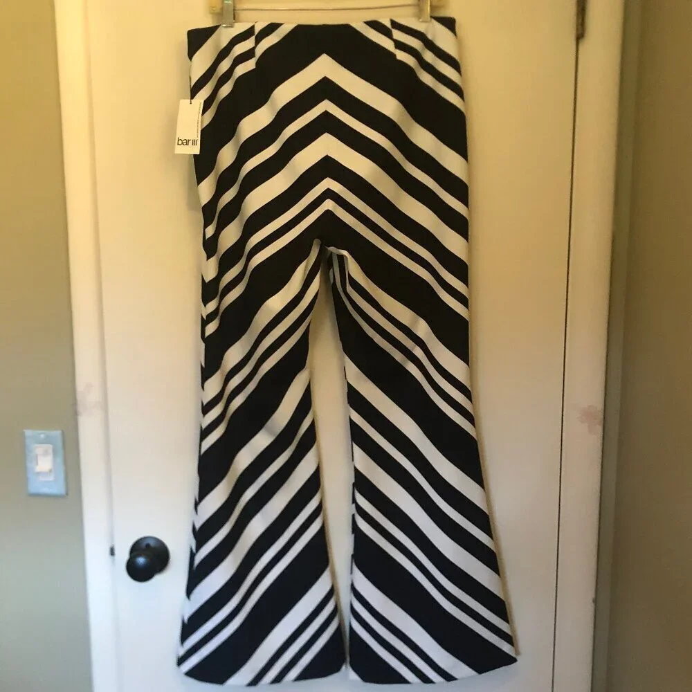 NWT Bar III Chevron Casual Wide Leg Pants black/white sz XL